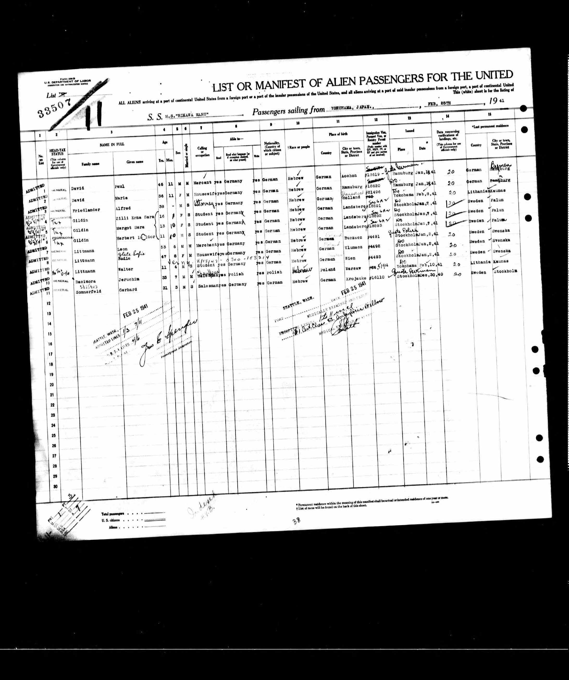 Document — Alfred Friedlander