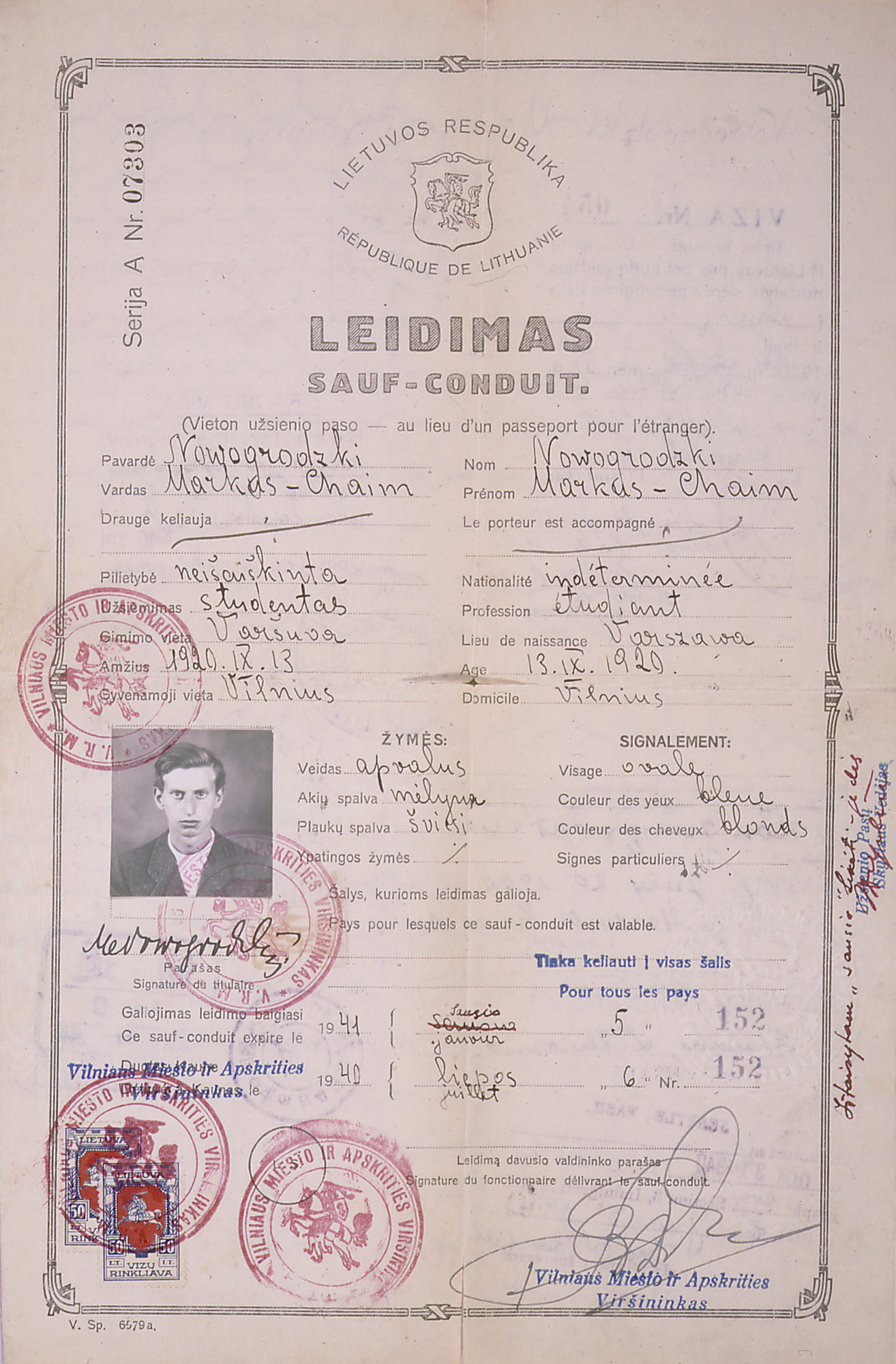 Document — Markus Chaim Nowgrodzki