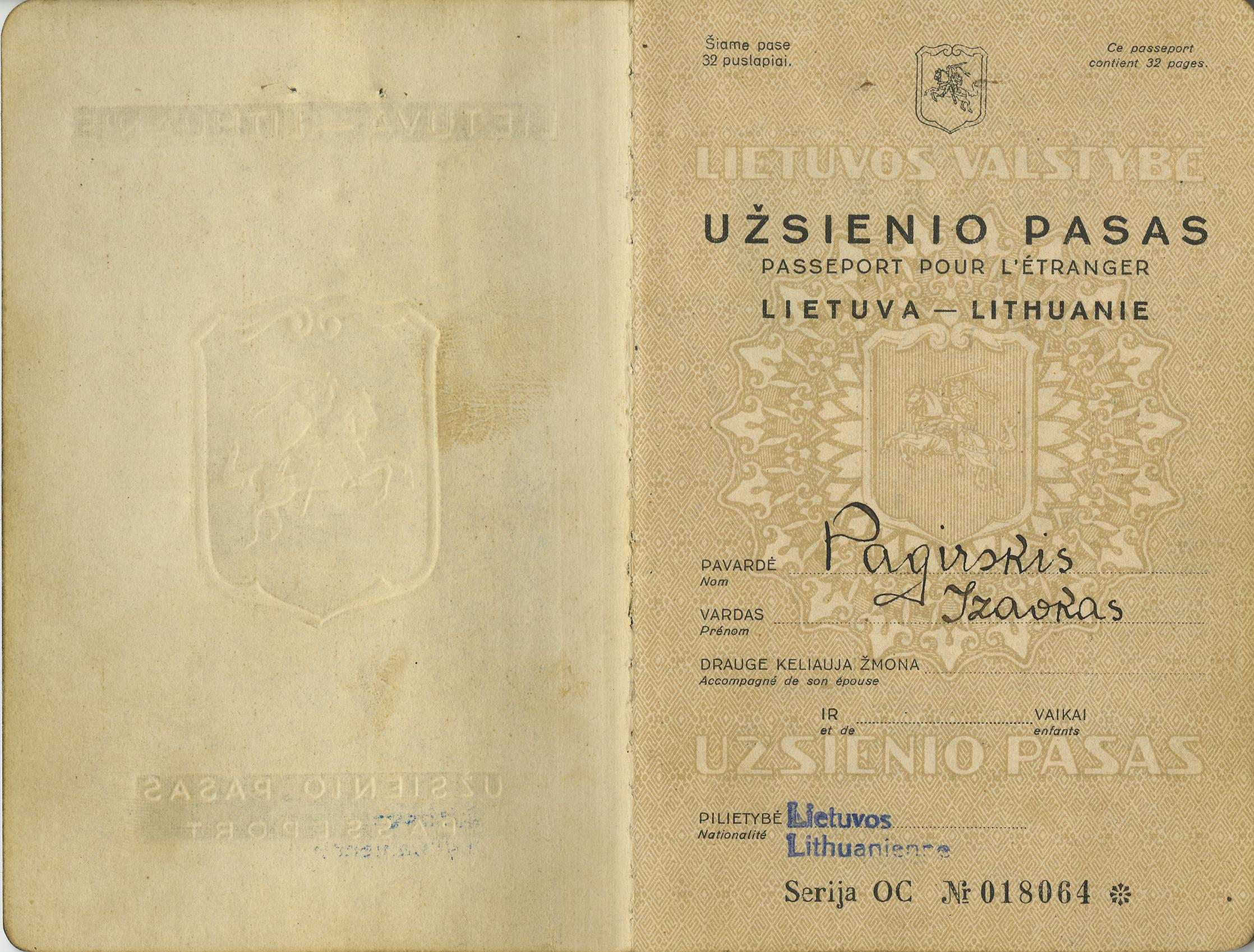 Document — Izaskas Pagirskis (Irving Pagirsky)
