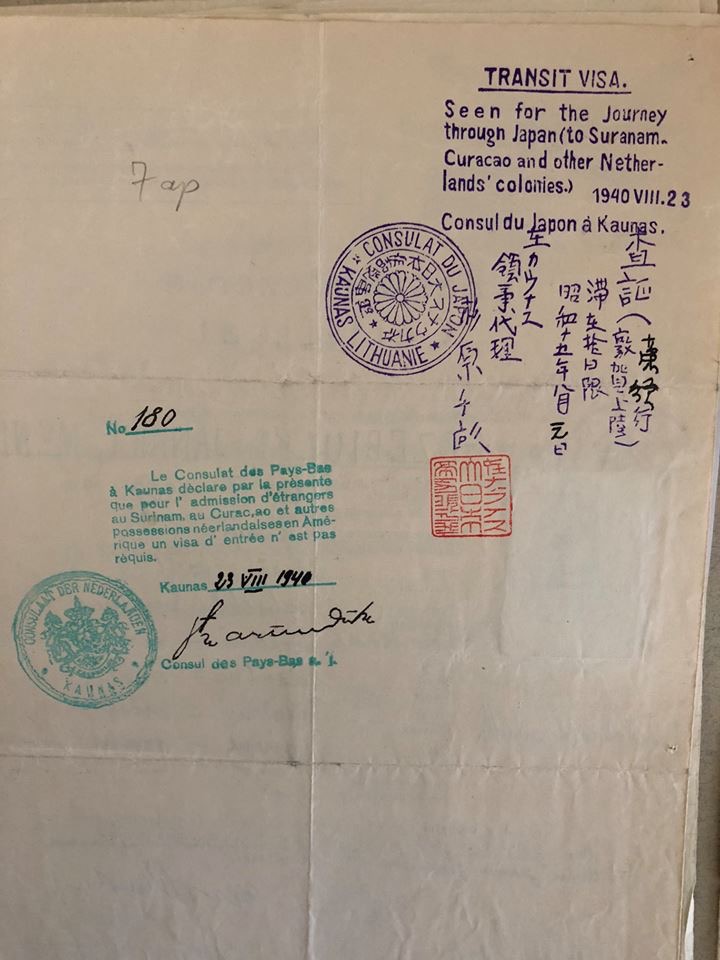 Forged transit visa (Curaçao declaration No. 180)