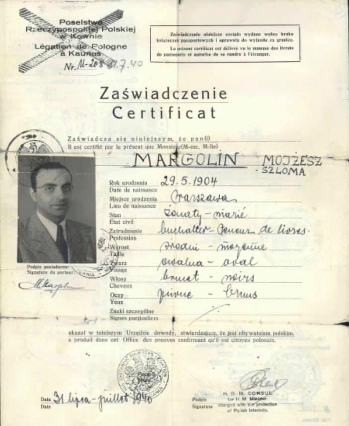 Document — Mojzesz-Szloma Margolin